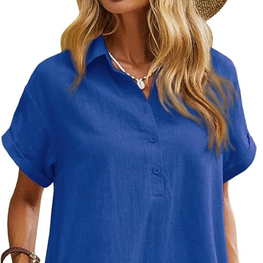 Plus Size Button Down Casual Shirt Dress